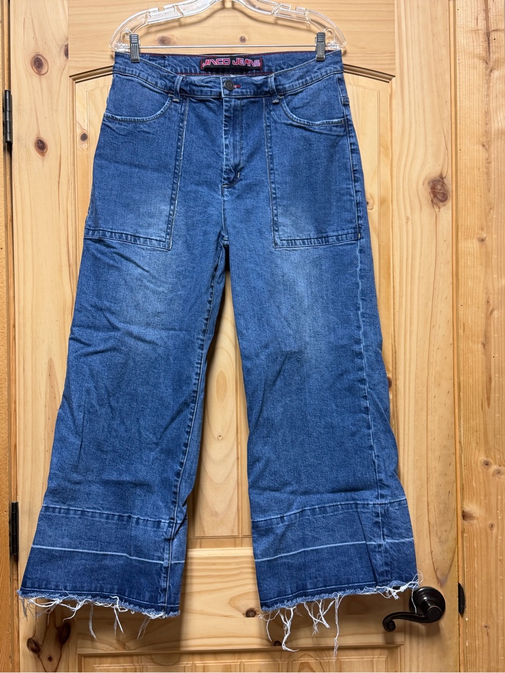 JNCO Wide Leg Distressed Raw Hem Barrel Denim Jeans 15 Women’s Junior’s Vintage
